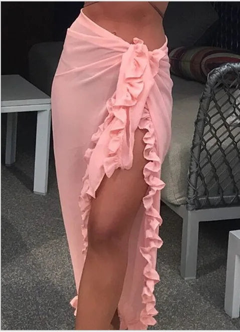 Solid Bikini Long Skirt Beach Dress
