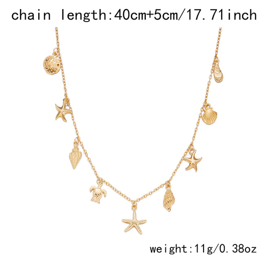 Starfish & Shell Beach Pendant Necklace