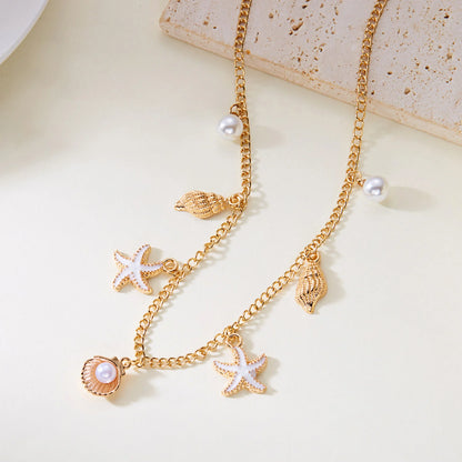 Starfish & Shell Beach Pendant Necklace