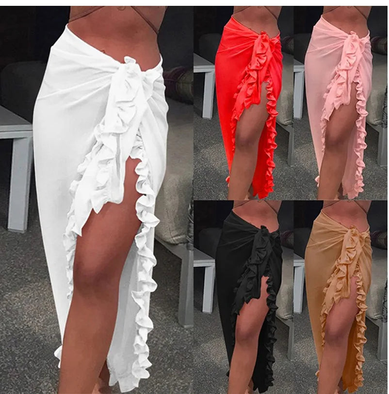 Solid Bikini Long Skirt Beach Dress