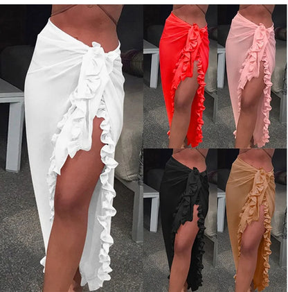 Solid Bikini Long Skirt Beach Dress