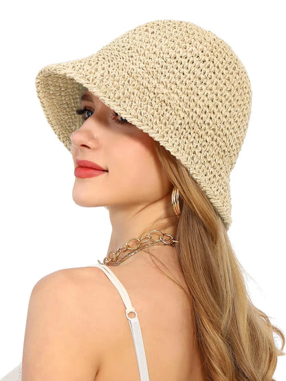Crochet Straw Bucket Beach Hat