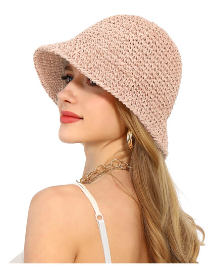 Crochet Straw Bucket Beach Hat