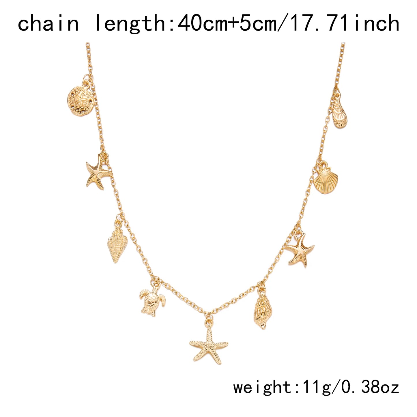 Starfish & Shell Beach Pendant Necklace