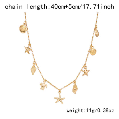 Starfish & Shell Beach Pendant Necklace