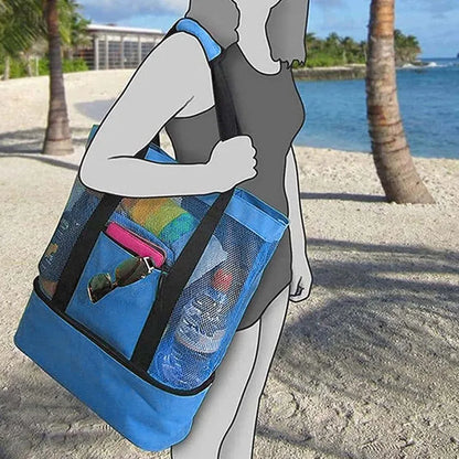 Large Mesh Beach Cooler Tote