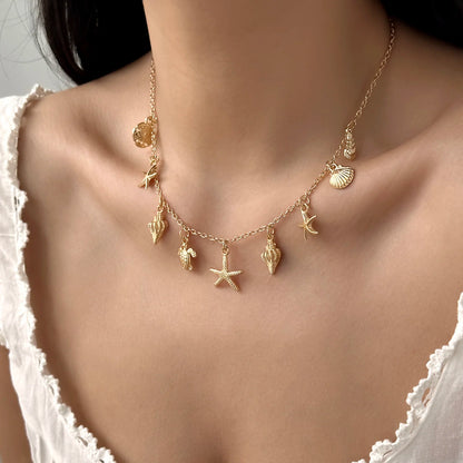 Starfish & Shell Beach Pendant Necklace