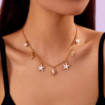Starfish & Shell Beach Pendant Necklace