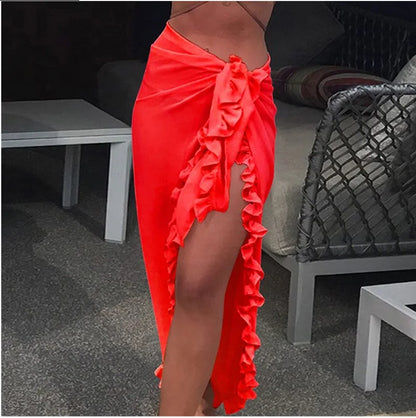 Solid Bikini Long Skirt Beach Dress
