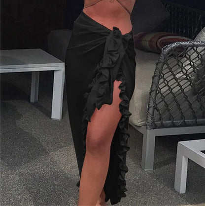 Solid Bikini Long Skirt Beach Dress
