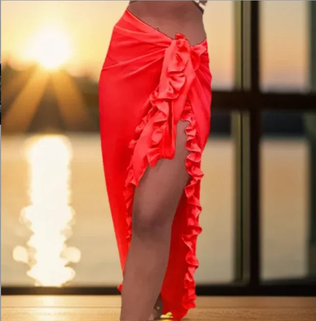 Solid Bikini Long Skirt Beach Dress