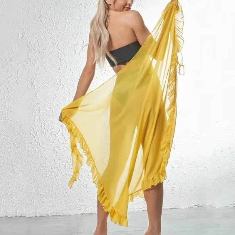 Solid Bikini Long Skirt Beach Dress